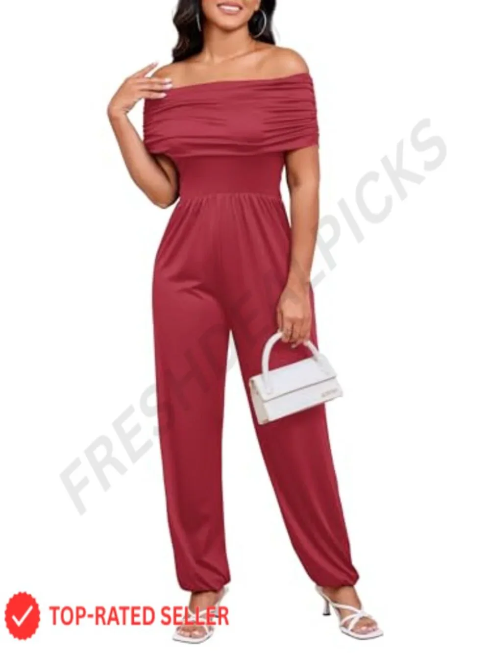 Off Shoulder Wide Leg Jumpsuit Women High Waist Long Pants Wedding Party Romper